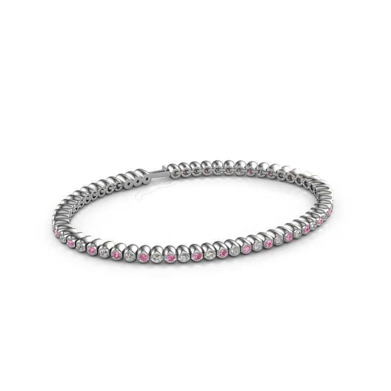 Tennis bracelet Bianca 2 mm 585 white gold pink sapphire 2 mm
