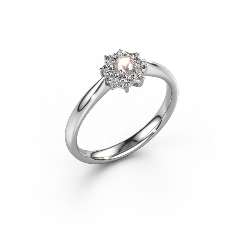 Bague de fiançailles Carolyn 1 585 or blanc champagne morganite 3 mm
