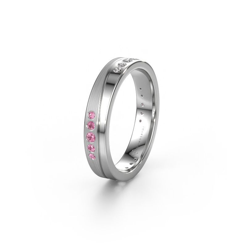 Trouwring WH0901L14A20PM 950 platina roze saffier ±4 x 1,7 mm