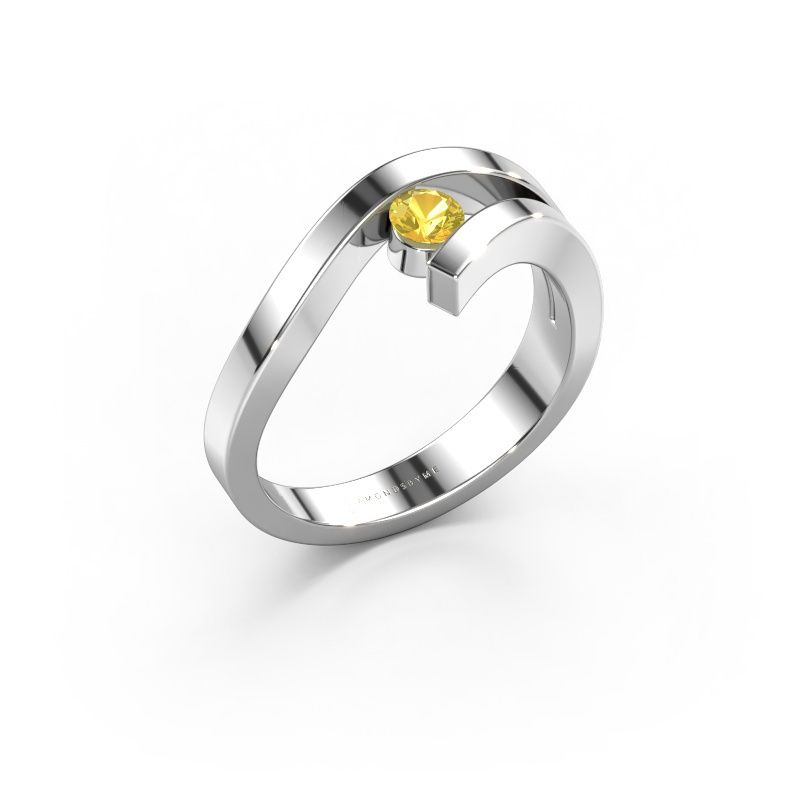 Bague Evalyn 1 585 or blanc saphir jaune 3.7 mm