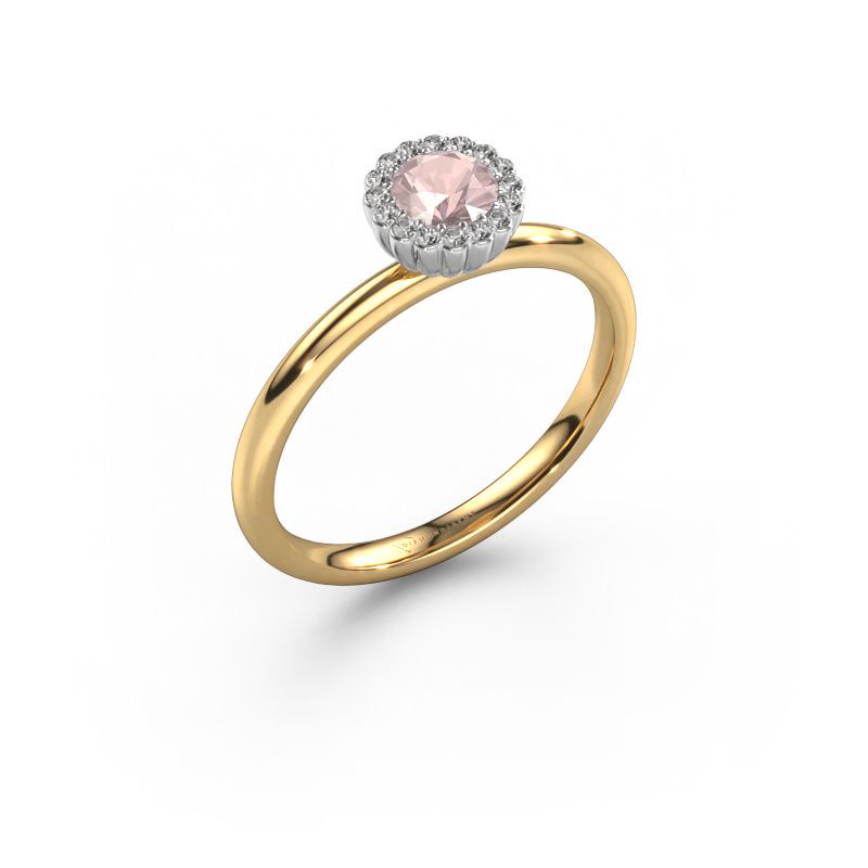 Anello di fidanzamento Queen 585 oro morganite champagne 4.2 mm