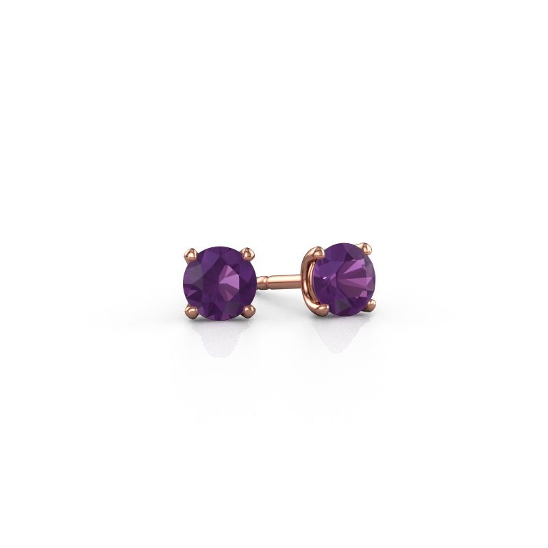 Clous d'oreilles Sam RND 585 or rose améthyste 5 mm