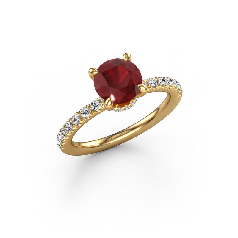 Engagement ring Crystal rnd 4 585 gold ruby 7 mm