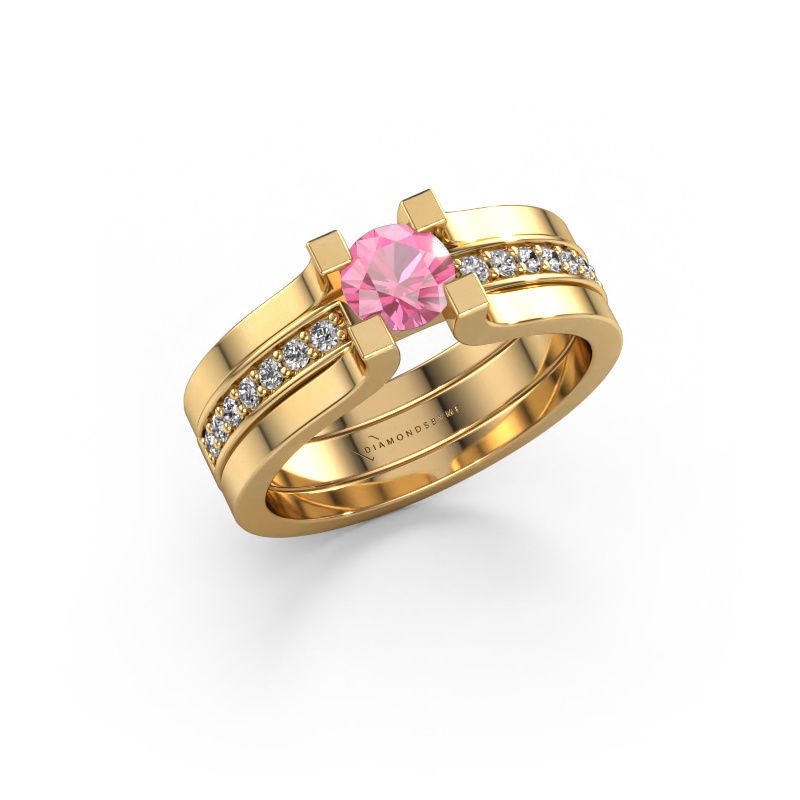 Engagement ring Myrthe 585 gold pink sapphire 5 mm