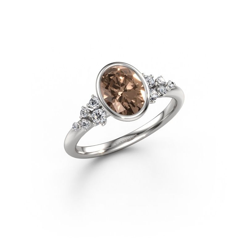 Engagement ring Aliyah OVL 585 white gold brown diamond 1.303 crt