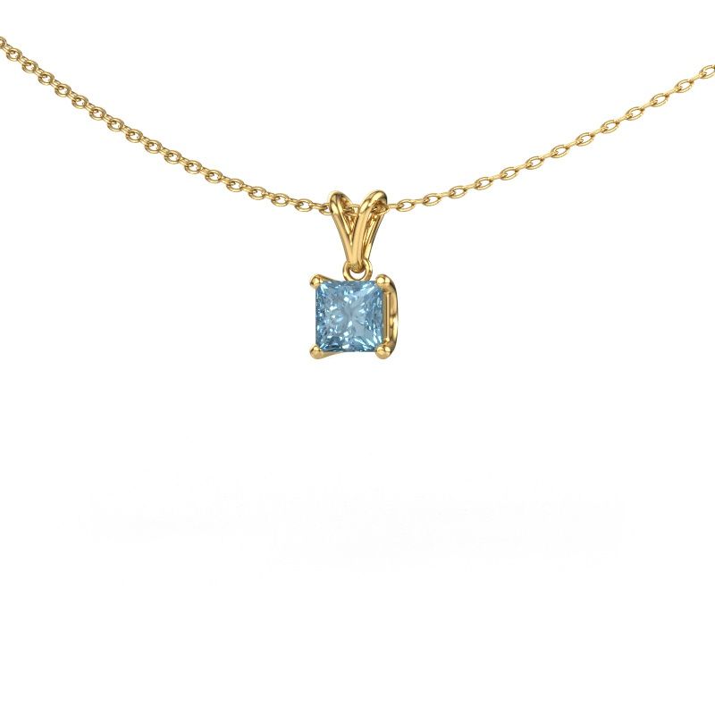 Pendant Sam SQR 585 gold blue lab grown diamond 4.5 mm