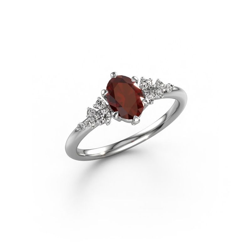 Ring Royce OVL 950 platinum garnet 7x5 mm