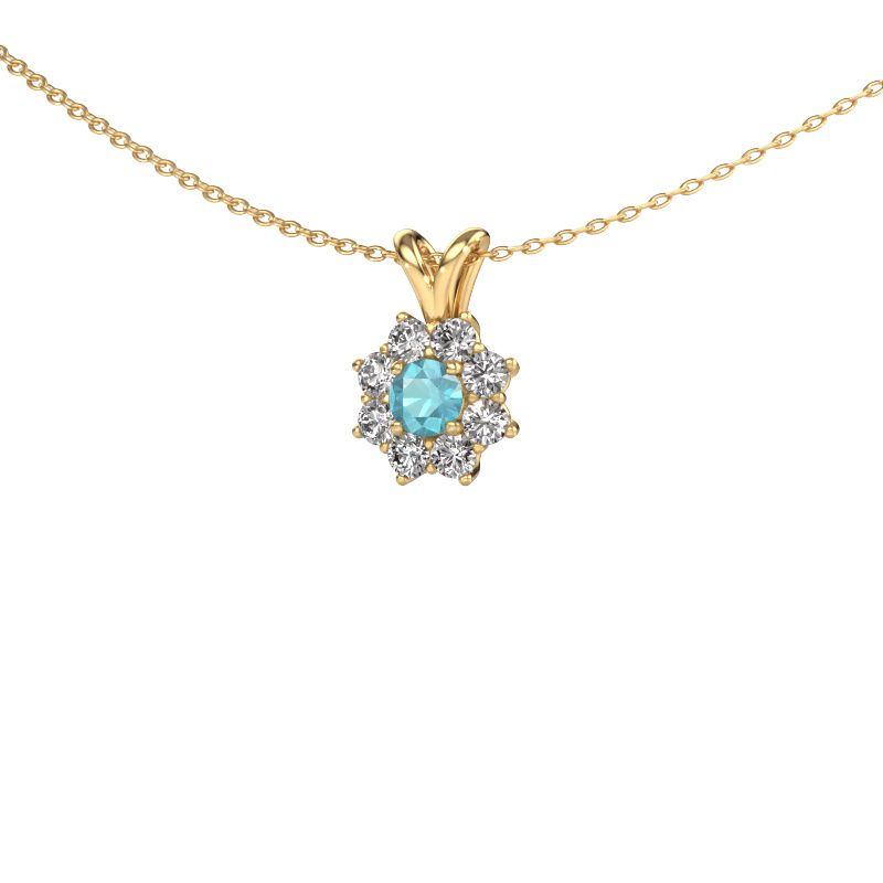 Pendentif Carolyn 585 or jaune topaze bleue 4 mm