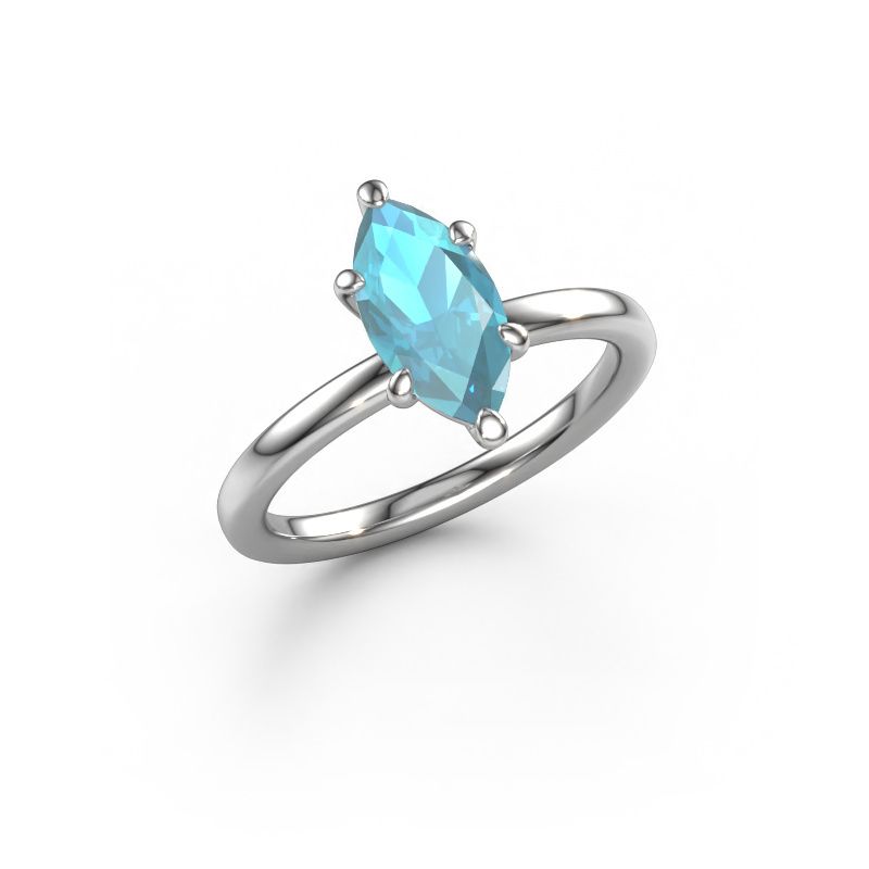 Verlovingsring Simone MRQ 1 950 platina blauw topaas 11x5.5 mm