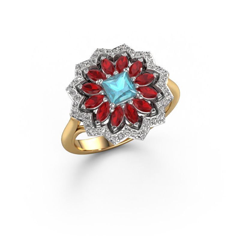 Verlobungsring Franka 585 Gold Blau Topas 4 mm