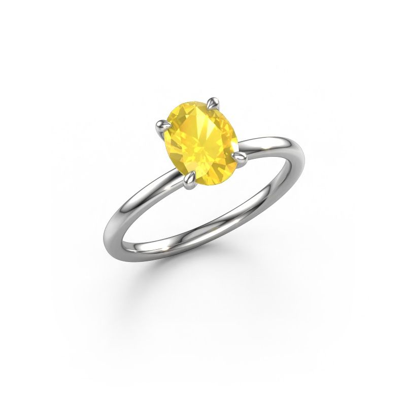Engagement ring Crystal OVL 1 950 platinum yellow sapphire 8x6 mm