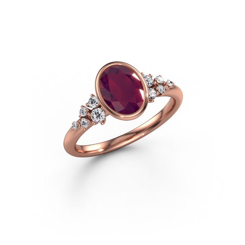 Verlobungsring Aliyah OVL 585 Roségold Rhodolit 8x6 mm