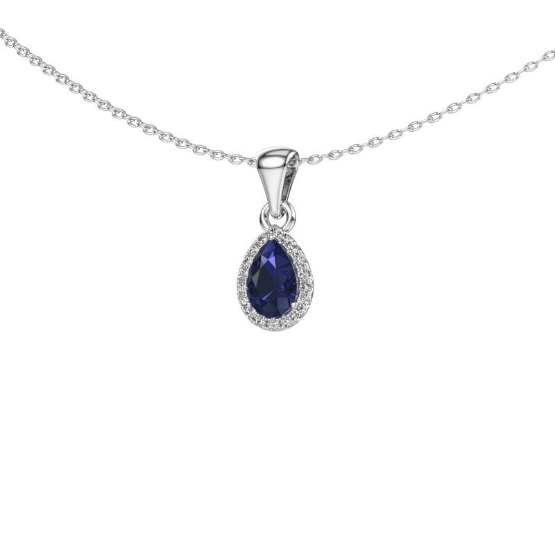 Pendentif Seline per 585 or blanc saphir 6x4 mm