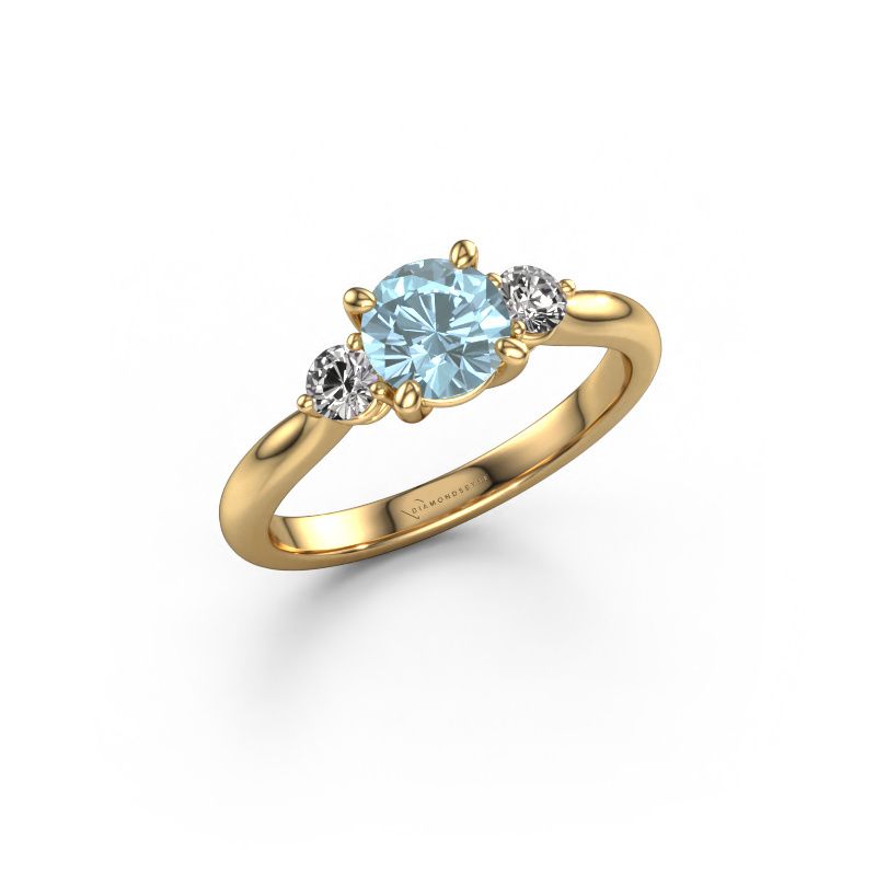 Engagement ring Lieselot RND 585 gold blue lab grown diamond 6.5 mm