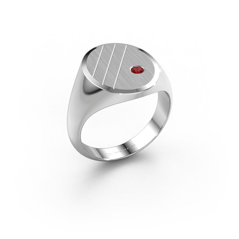 Zegelring Wesley 4 950 platina robijn 2.5 mm