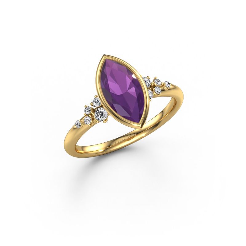 Engagement ring Aliyah MRQ 585 gold amethyst 11x5.5 mm