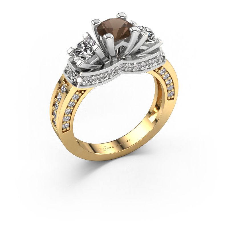 Bague de fiançailles Phileine 585 or jaune quartz fumé 5 mm