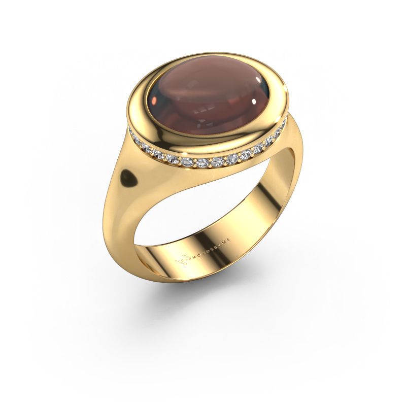 Anello Lesli OVL 585 oro quarzo fumé 12x10 mm