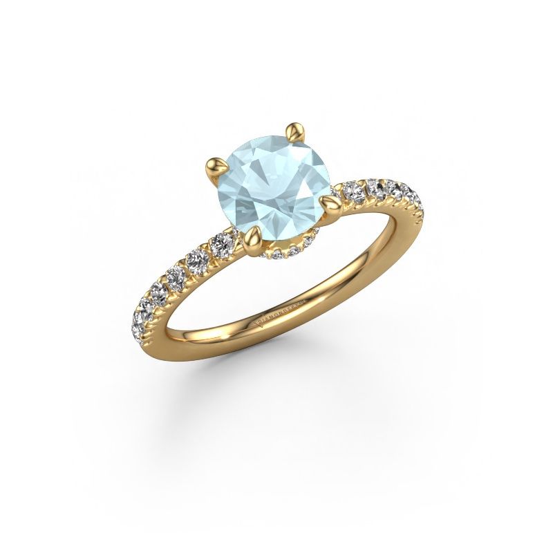 Verlovingsring Crystal rnd 4 585 goud aquamarijn 7 mm