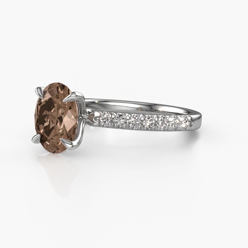 Image of Engagement Ring Crystal Ovl 2<br/>585 white gold<br/>Brown Diamond 2.08 Crt