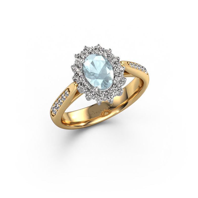 Engagement ring Margien 2 585 gold aquamarine 7x5 mm