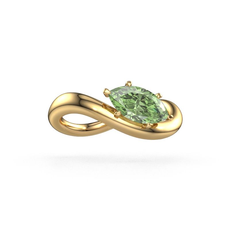 Engagement ring Chloe MRQ 585 gold green lab grown diamond 10x5 mm