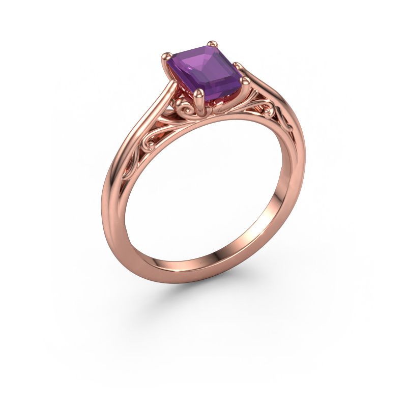 Engagement ring Shannon eme 585 rose gold amethyst 7x5 mm