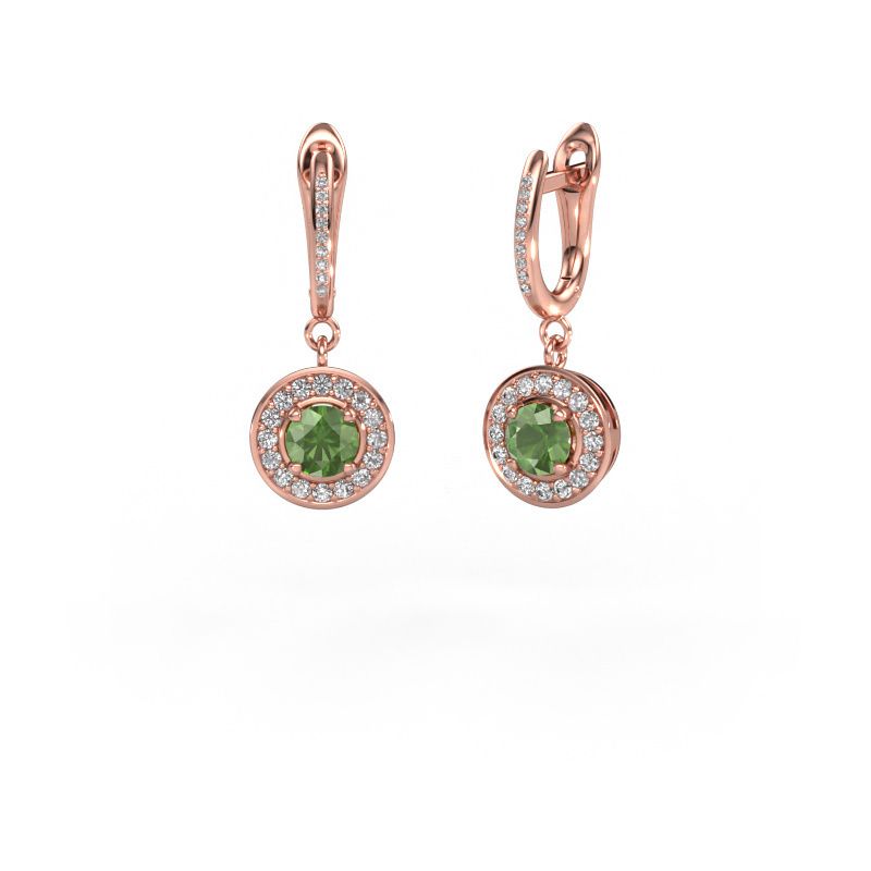 Drop earrings Ninette 2 585 rose gold tourmaline green 5 mm
