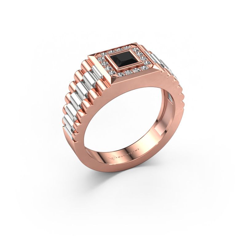 Men's ring Zilan 585 rose gold black diamond 0.672 crt