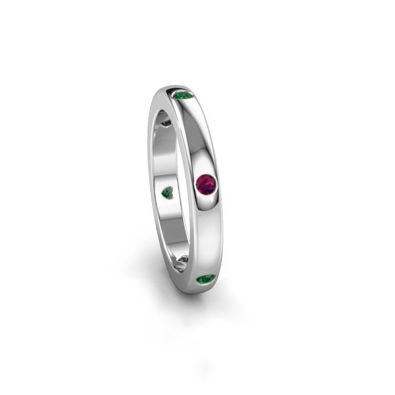 Image of Stackable ring Charla 950 platinum emerald 2 mm