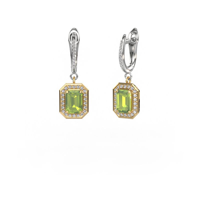 Drop earrings Dodie 2 585 gold peridot 6.5x4.5 mm