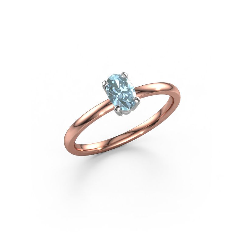 Engagement ring Lynelle 1 585 rose gold blue lab grown diamond 6x4 mm