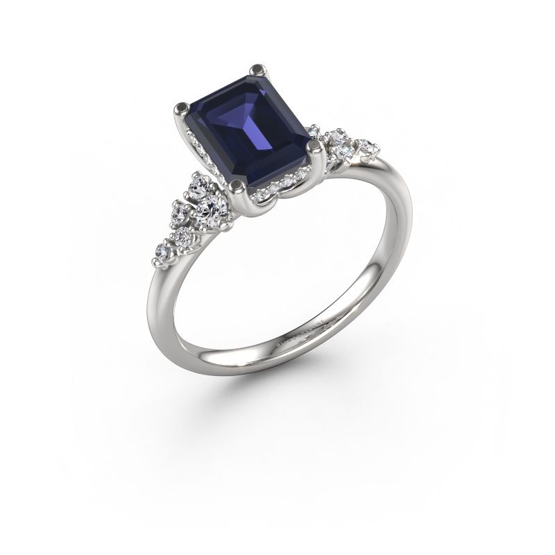 Engagement ring Emma EME 585 white gold sapphire 8x6 mm