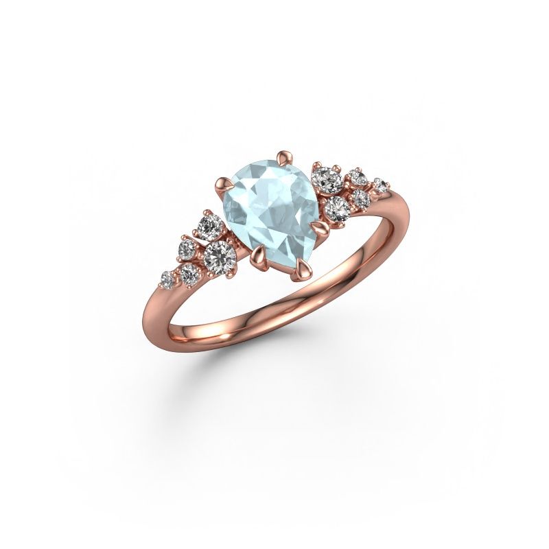 Verlobungsring Royce PER 585 Roségold Aquamarin 8x6 mm