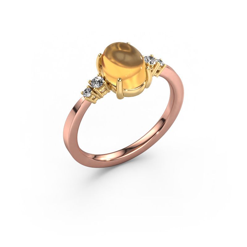 Ring Jelke 585 rose gold citrin 8x6 mm
