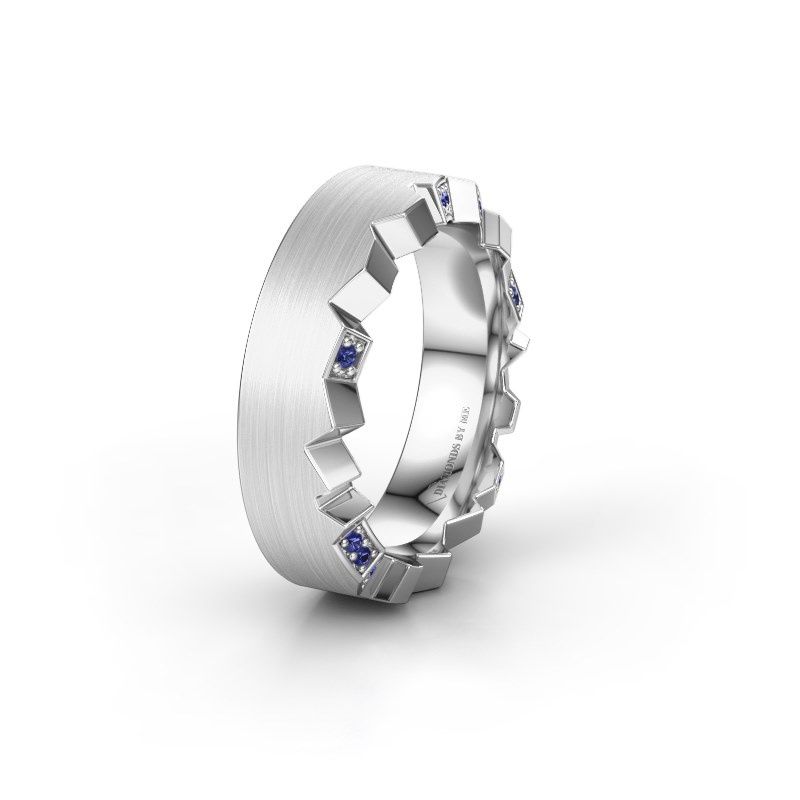 Image of Wedding ring WH2058L17EM<br/>585 white gold ±7x2.6 mm<br/>Sapphire