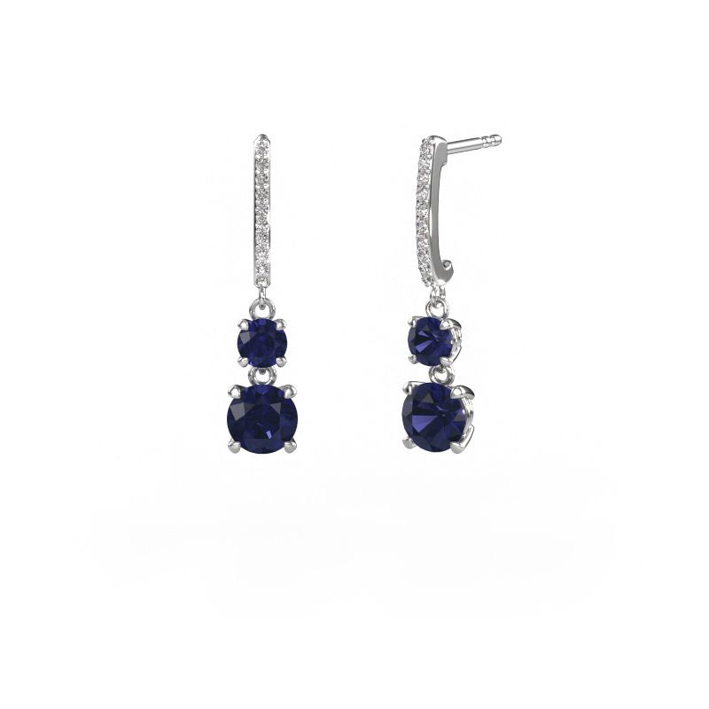 Drop earrings Tanja 2 950 platinum sapphire 4.2 mm