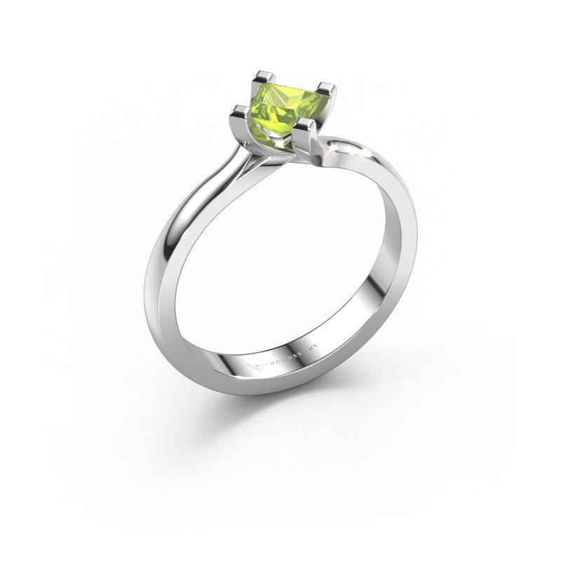 Bague de fiançailles Dewi Square 950 platine péridot 4 mm