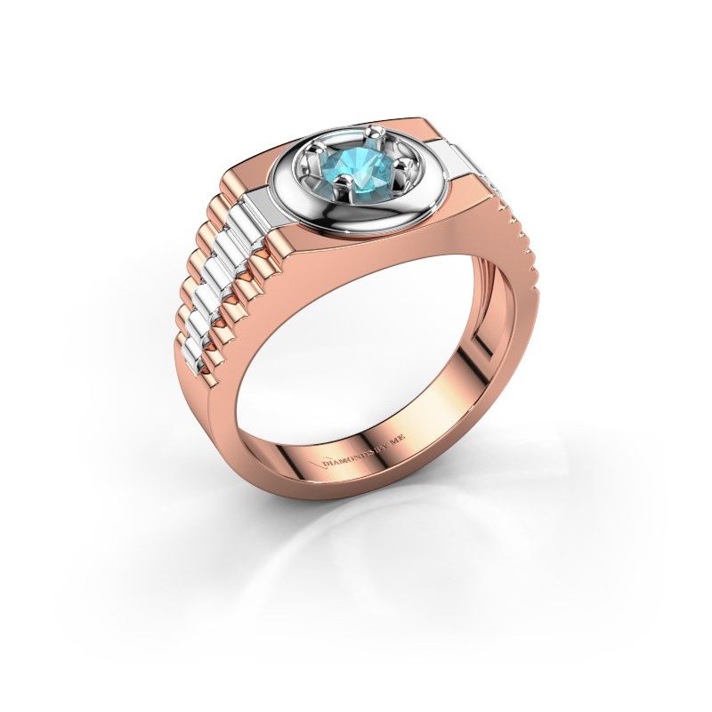 Image de Bague pour homme edward<br/>585 or rose<br/>Topaze bleue 4.7 mm