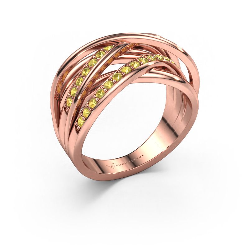 Bague Fem 2 585 or rose saphir jaune 1.5 mm