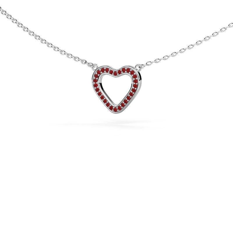 Anhänger Heart 3 585 Weißgold Rubin 0.8 mm