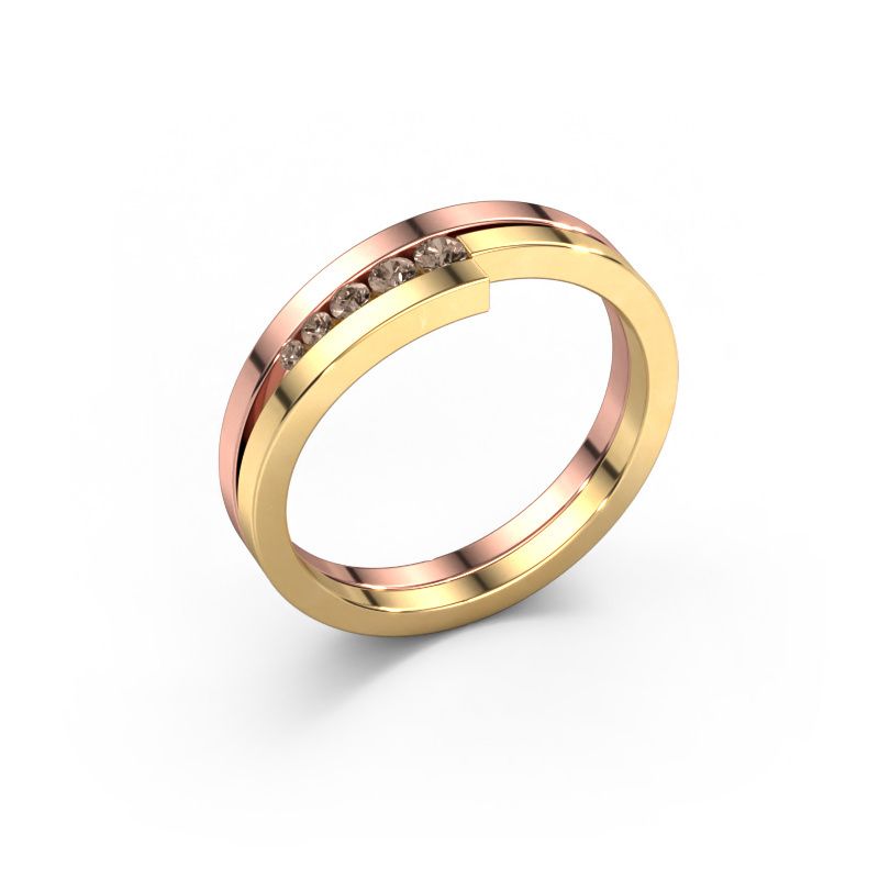 Ring Cato 585 rosé goud bruine diamant 0.125 crt