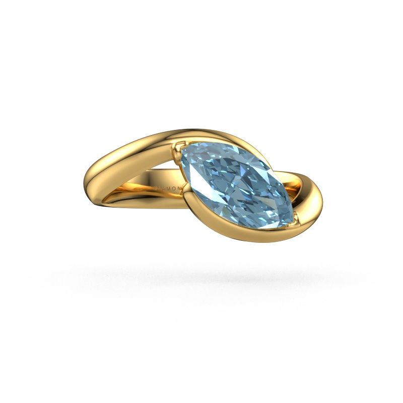 Engagement ring Aida MRQ 585 gold blue lab grown diamond 11x5.5 mm