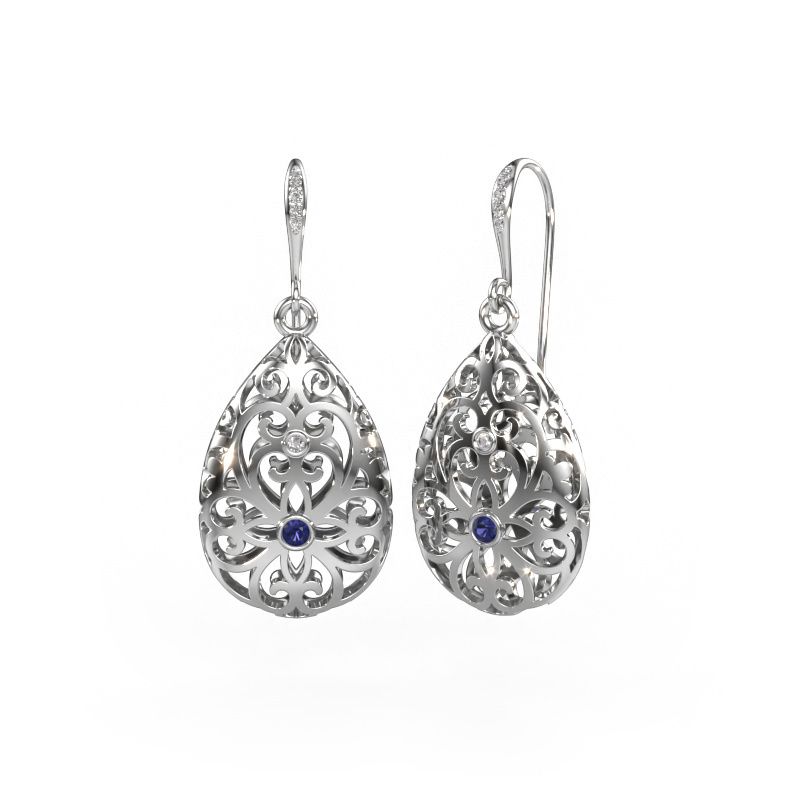 Oorhangers Idalia 2 585 witgoud saffier 2 mm
