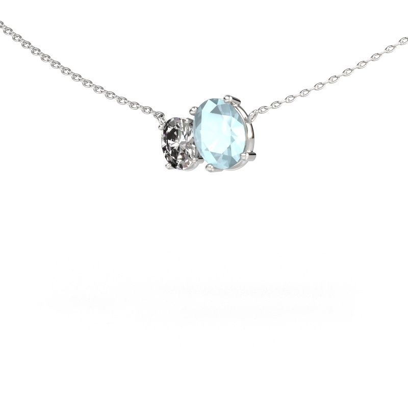 Pendant Toi et Moi OVL OVL 585 white gold aquamarine 8x6 mm