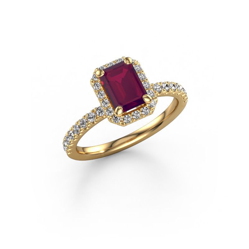 Engagement ring Miranda EME 585 gold rhodolite 7x5 mm