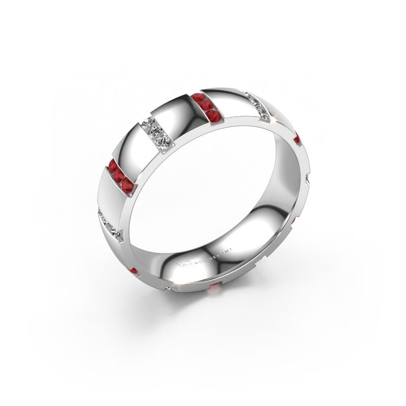 Bague de mariage Juul 950 platine rubis ±5 x 1,8 mm