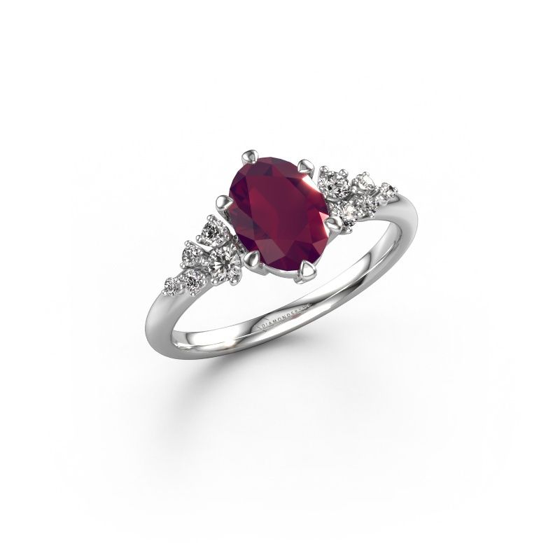 Engagement ring Royce OVL 950 platinum rhodolite 8x6 mm