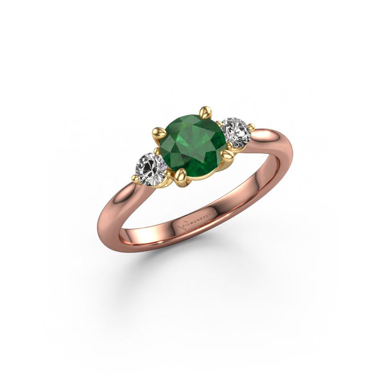 Engagement ring Lieselot RND 585 rose gold emerald 6.5 mm