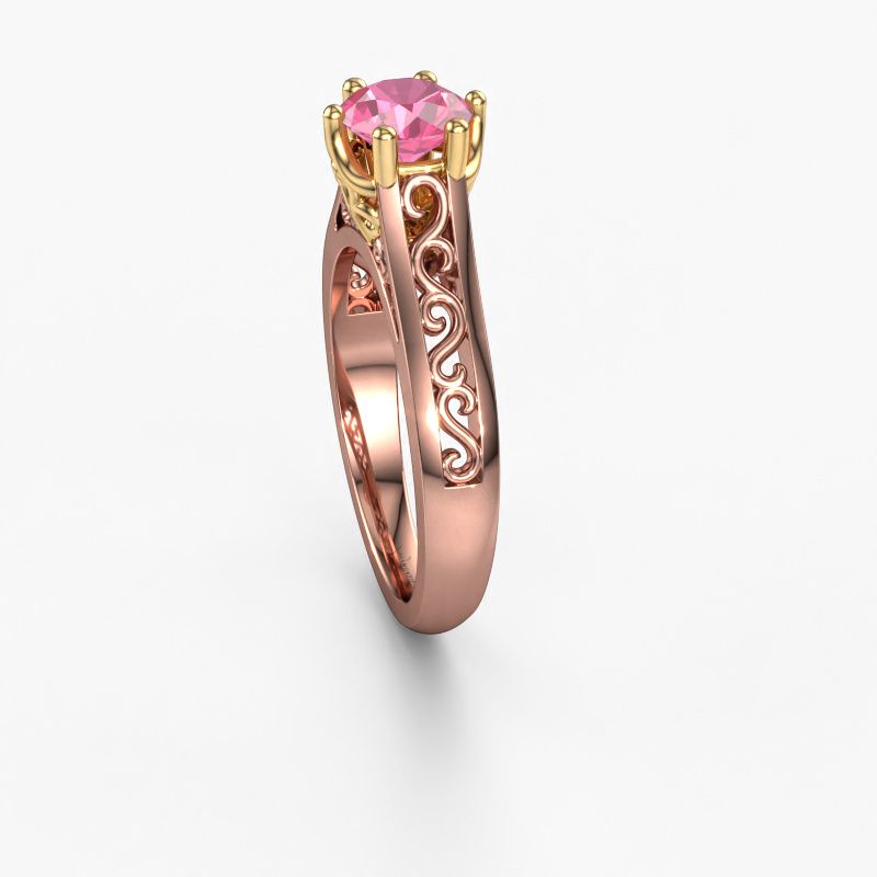 Image of Engagement ring Shan 585 rose gold pink sapphire 6 mm